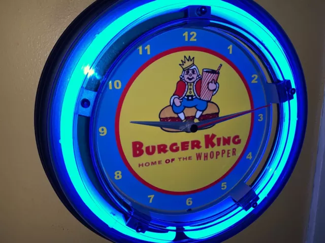 Burger King Whopper Restaurant Diner Kitchen Neon Wall Clock Advertising Sign 2