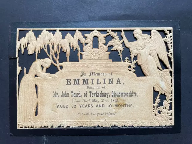 Victorian Mourning Card Emmilina Died Aged 32 Years Old  1863 Diecut W.wood