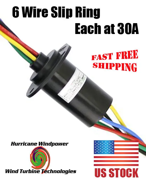 Wind Generator Slip Ring 6 Wire 180 Amp - 30 Amp Per Conductor / Wire