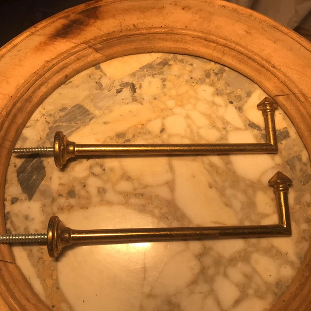 Vintage PAIR French Gold Brass Drapery Curtain Tiebacks Holdback Art Deco 6” 8
