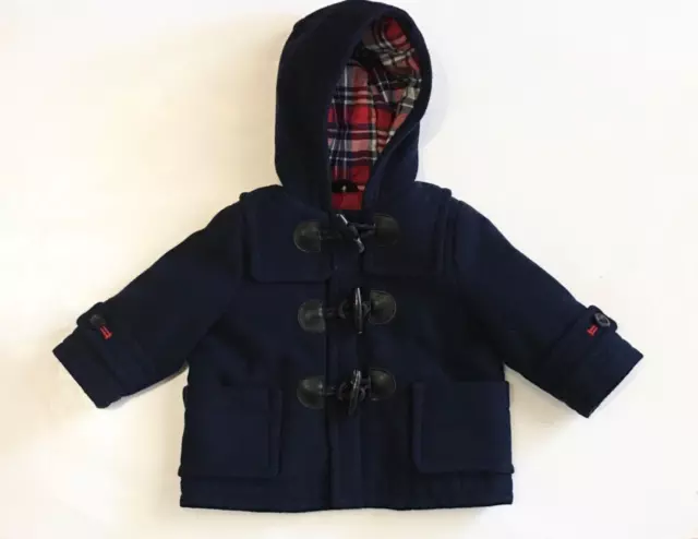 Baby Gap Blue Button Up Hooded Coat Baby Boys Size 0-6 Months Navy Blue Jacket