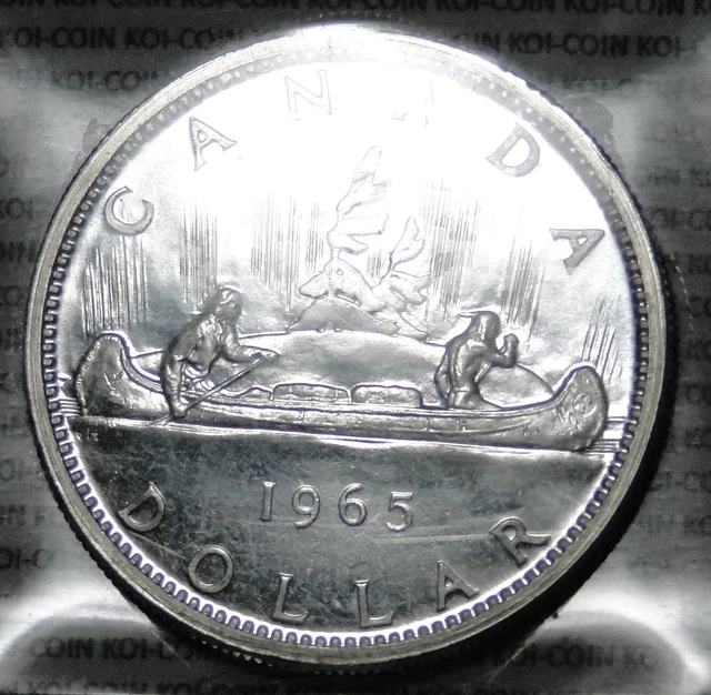 ICCS PL65 Small beads Blunt 5 Canada 1965 $1 silver dollar
