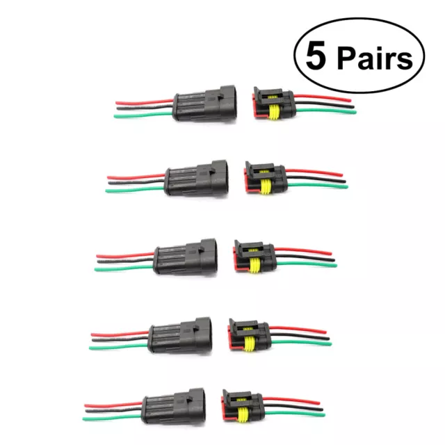 5 Paare 3-polige IP67 wasserdichte elektrische Kabelklemmenstecker Stecker mit