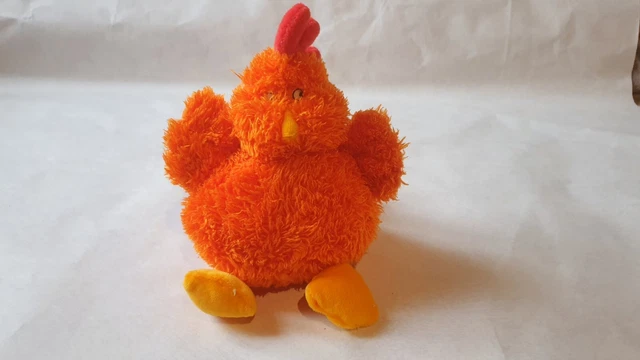 doudou peluche poule orange planet pluch 20 cm