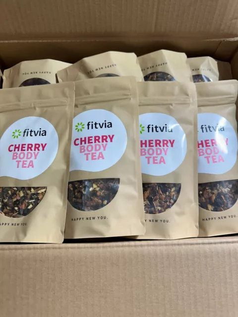 48x 100g Cherry Body Tea Tee Kirsche Mischung fitvia Restposten MHD 03.2023,,