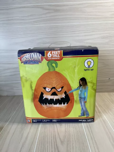 Gemmy Inflatable Pumpkin Halloween Jack o Lantern 6 Ft Scary Lights Up AIRBLOWN