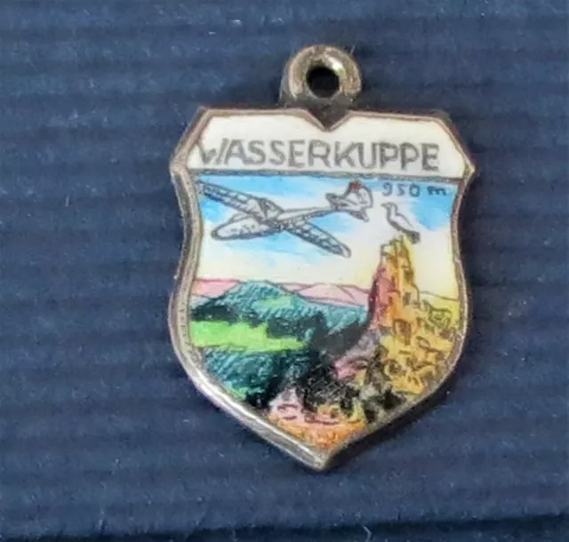 WASSERKUPPE ~ Germany ~ Vintage Silver Enamel Travel Shield Charm