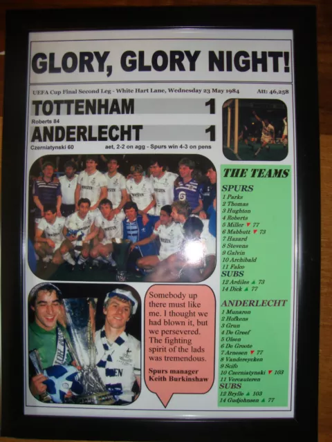 Tottenham Hotspur 1 Anderlecht 1 - 1984 UEFA Cup final - framed print