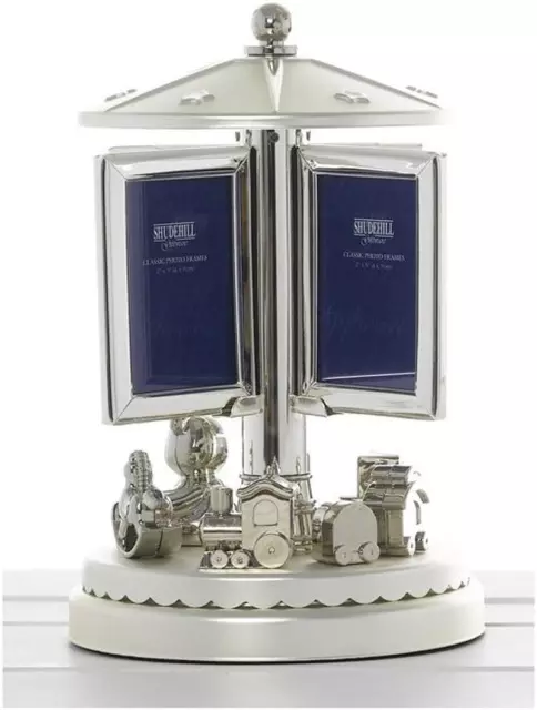 Shudehill Giftware Teddy Roundabout Revolving Silver Musical Nursery Photo Frame