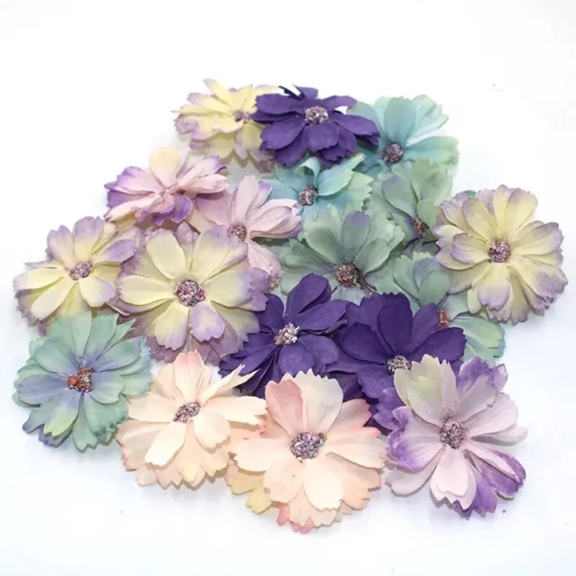 25  Daisy Flower Heads Mini Silk Artificial Flowers Home Decors Multicolor