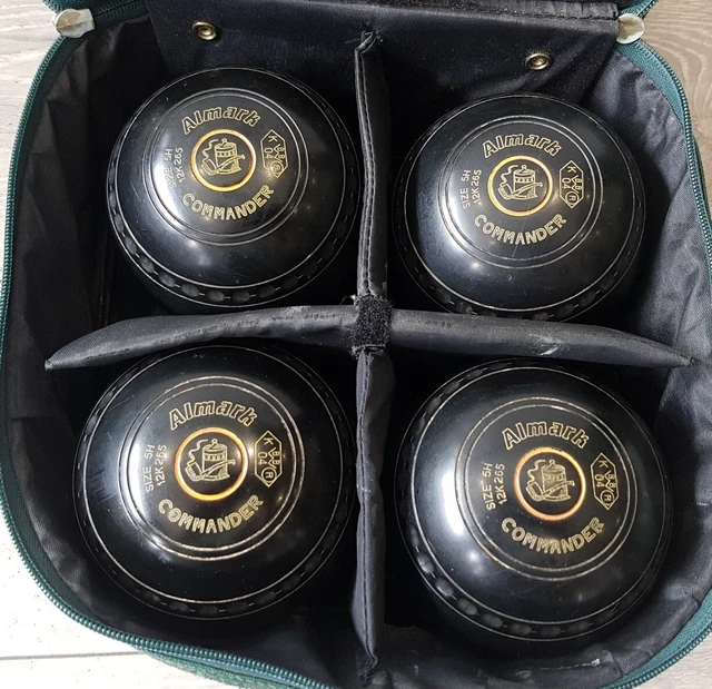 SET OF 4 Almark Commander Lawn Bowls Size 5 Heavy In Good Condition £49