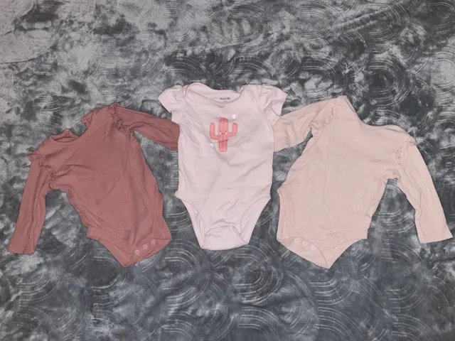 Baby Girls, short/long Sleeve Vests Bundle, 6-9 Month, pink 3 peice set