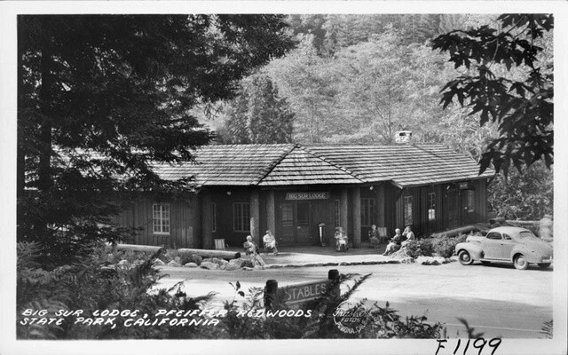 Big Sur Lodge, Pfeiffer Redwoods State Park, California 1950s OLD PHOTO