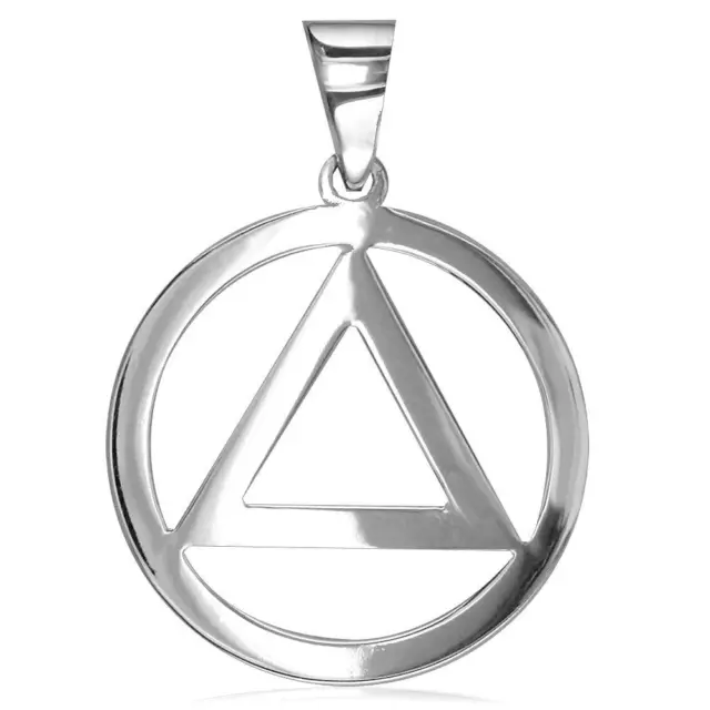 Medium AA Sobriety Charm in 14K White Gold