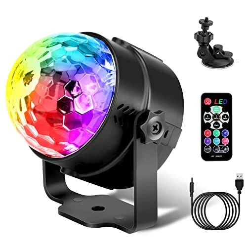 Boule Disco LED Lumière Disco Boule à Facette 3 Modes de Musique de Lumiere a...