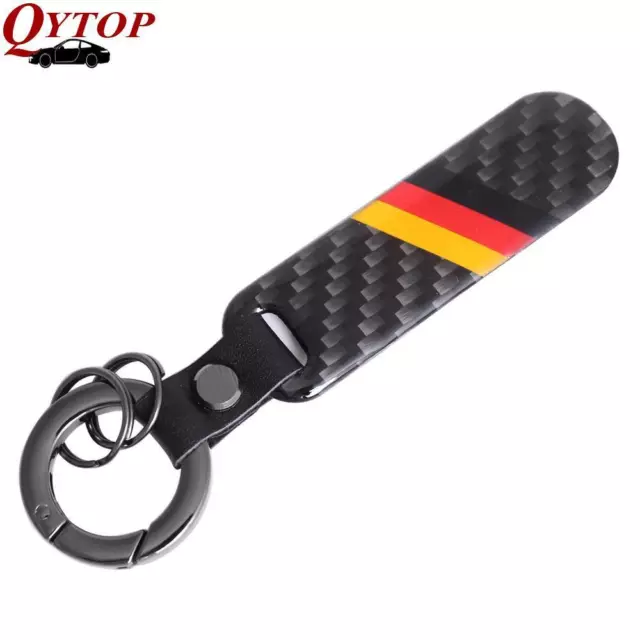 1PC Carbon Fiber German Logo Key Chain Germany Flag Car Key Ring Keychain Keyfob
