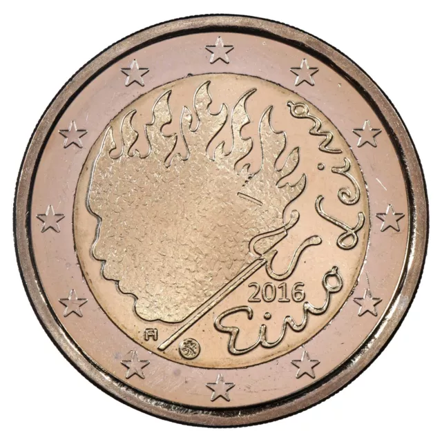 Finlandia 2 Euros 2016 Conmemorativa - Calavera De Eino Leino - 90 Años - Moneda