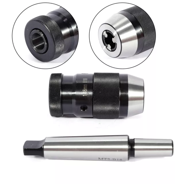 Lathe Mill Machine Keyless Drill Chuck Self Tighten With MT3-B18 Arbor US