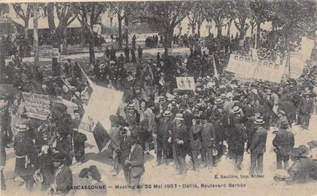 Cpa 11 Carcassonne / Meeting Du 26 Mai 1907 / Defile Boulevard Barbes