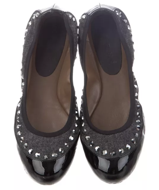 MARNI  Black Crystal Embellishments Ballet Shoes/Opera Shoes Size 37 / 7