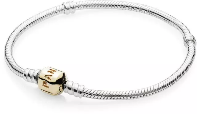 Pandora Sterling Silver Bracelet With 14K Gold Clasp - 590702HG-19