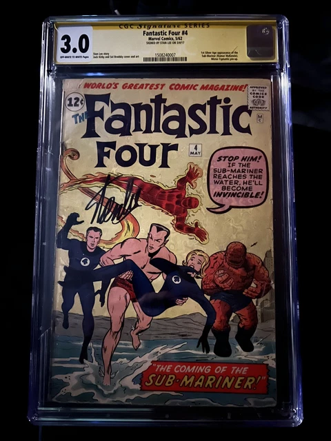 FANTASTIC FOUR 4 CGC 3.0-Signed by Stan Lee- First Appearance of Namor! Rare MCU
