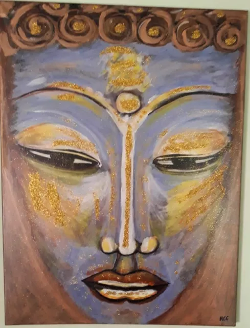 Buddha brillante, lienzo pintado en acrílico 60x80x2
