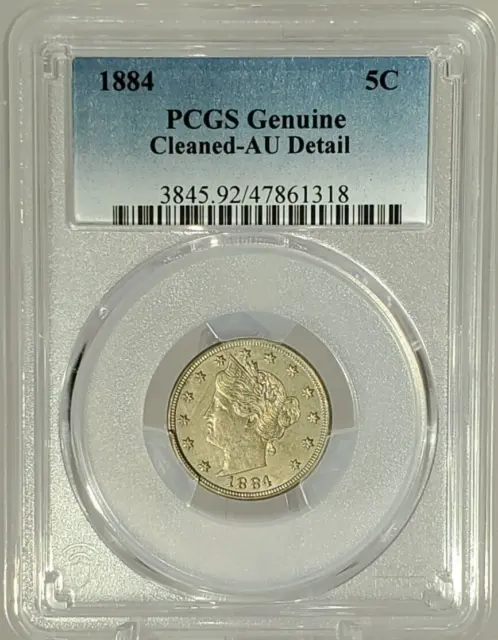 1884 Liberty V Nickel With Cents PCGS AU Details, New Slab