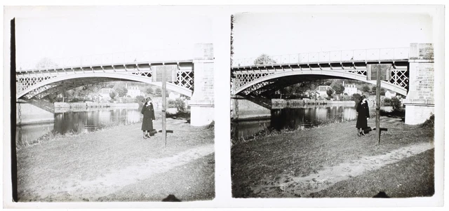 Fashion Women's Bridge c1930 Photo Glass Plate Vintage V36L21n  2