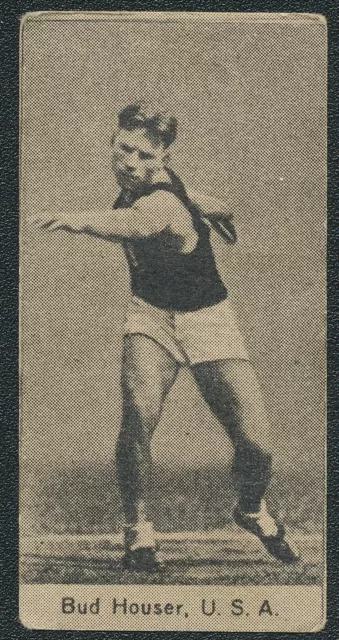 1932 Bud Houser Usa Discus Gold Medal Swedish Gota Olympic Card #25