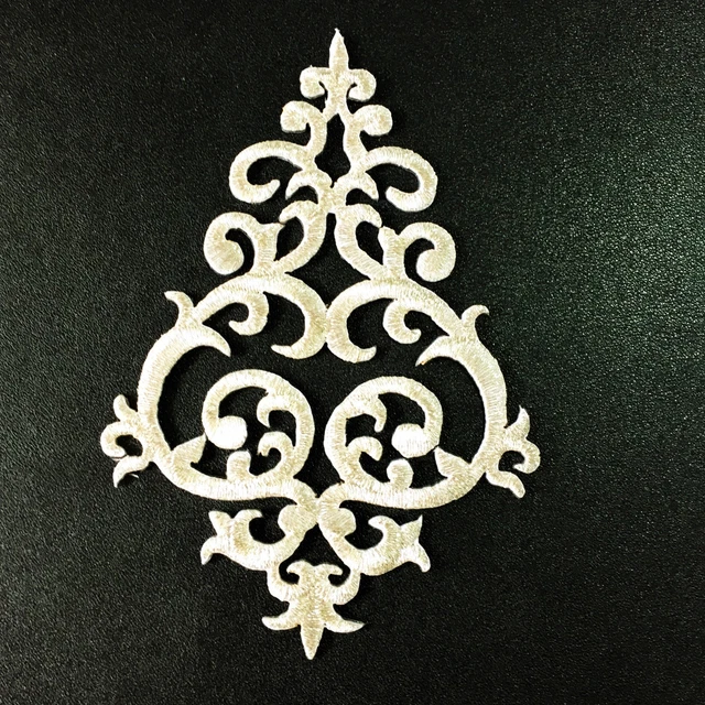 Silver Celtic Spiral Heart Knot Patch Stencil Embroidered Iron on Appliques 4.5"