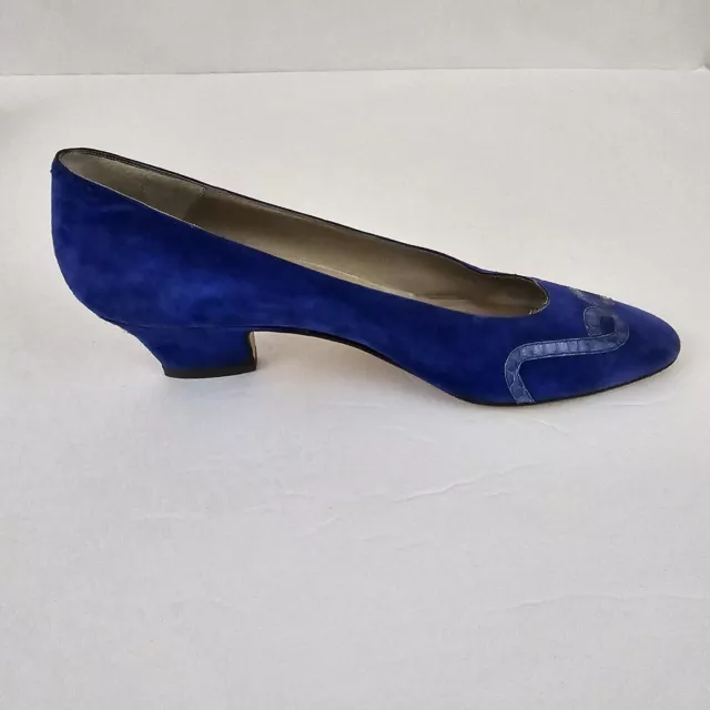 Bottega Veneta Pumps Blue Suede Snakeskin-Like Detail 9.5 AA 3