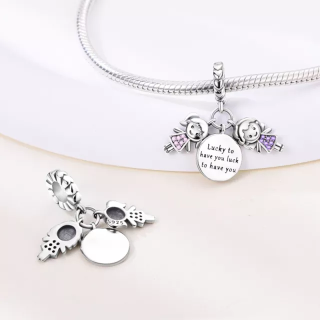 Mother Daughter Sisters Friends Lucky To Have You Charm Sterling Silver 925