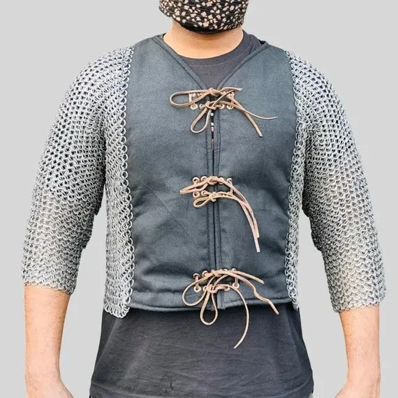 CHAINMAIL SHIRT, MILD Steel 9mm Dome Riveted Half-Sleeve Gambeson £159. ...