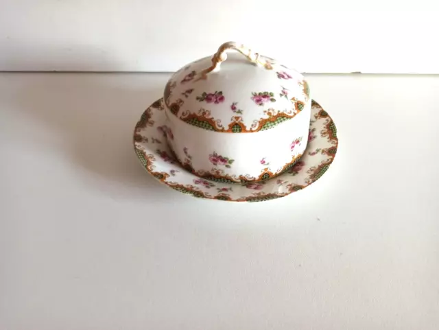 Porcelaine de Limoges J BT et Cie ancien Beurrier à décor floral  de roses