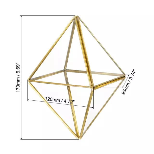 Geométrico Terrario Aire Planta Maceta, 6.7" Vidrio Diamante Forma Maceta, Oro 2