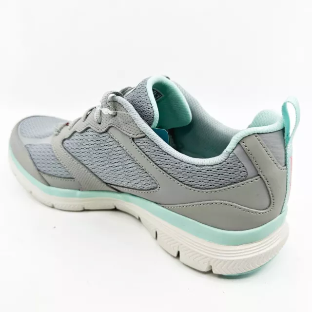 Skechers Flex Appeal 4.0 Active Flow Gray Light Blue Womens Wide Sneakers 3