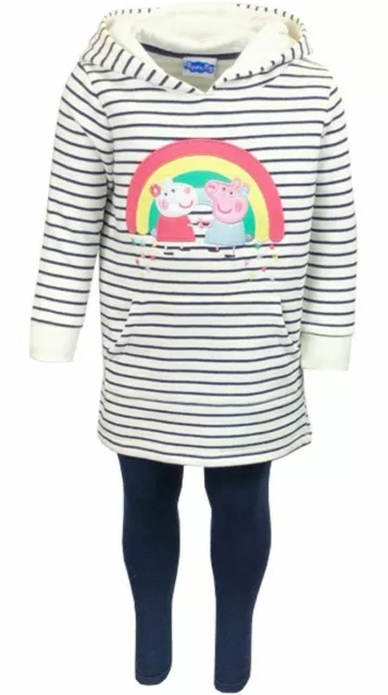 Felpa con cappuccio e leggings bambine Peppa Pig & Suzi a righe arcobaleno 12-24