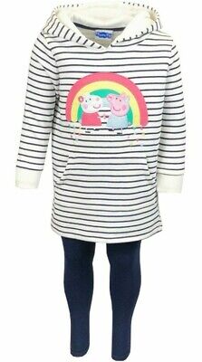 PEPPA PIG & SUZI Rainbow Stripe per neonate Felpa Con Cappuccio Top & Leggings Outfit 12-24