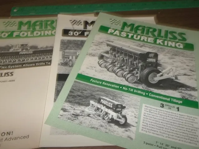 Lot of 3 Marliss Seed Drills 2 Single Sheets and a 6 page Brochure