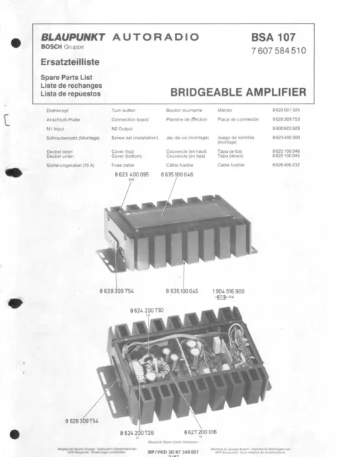 Blaupunkt Service Manual für BSA 107  Copy