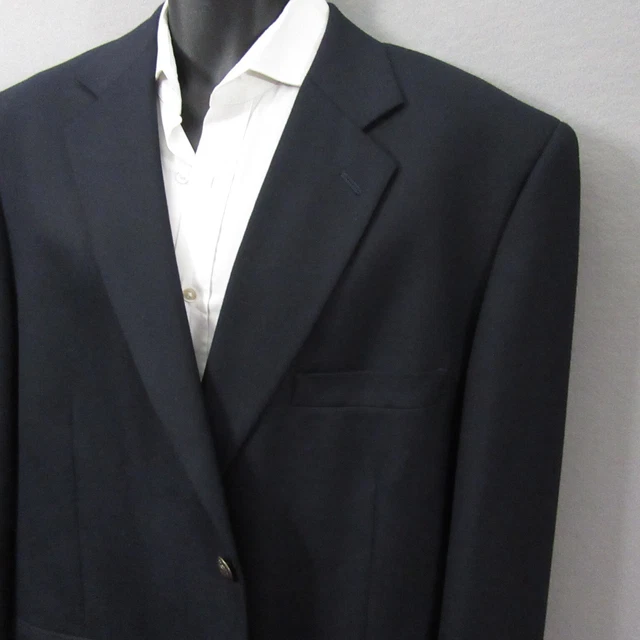 Meeting Street Mens Sport Coat Size 46 R Navy Blue Blazer Wool Blend Single Vent