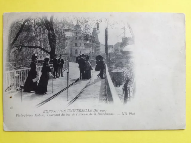 cpa PARIS Expo 1900 TROTTOIR Roulant Plate Forme MOBILE Avenue de la BOURDONNAIS