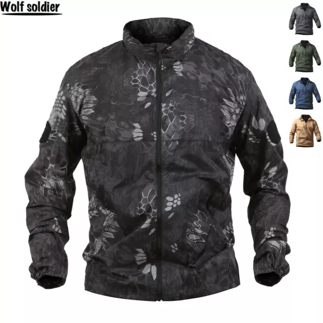 Tactical jacket Mens Military Waterproof Sunscreen Skin Windbreaker Zip Hoodie