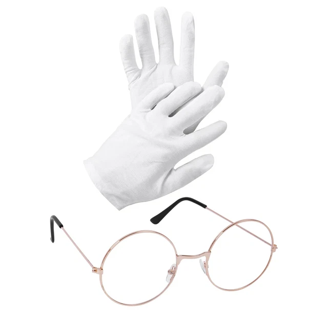 Père Noël Plat Lunettes Blanc Gants Fête Déguisements Performance Accessoires