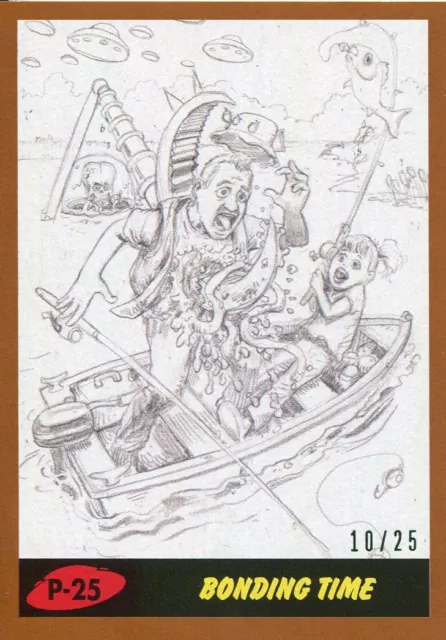 Mars Attacks The Revenge Bronze [25] Pencil Art Base Card P-25 Bonding Time