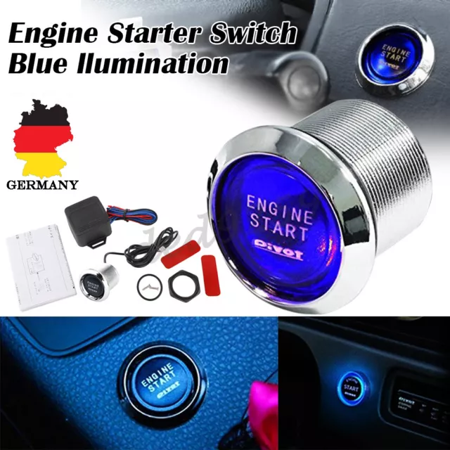 Universal Blau Auto Motor Startknopf Druckschalter Drucktaster Zündung Starter