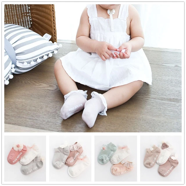3 coppie Solido corto Cotone Calze da pavimento Traspirante Calzini per bambini