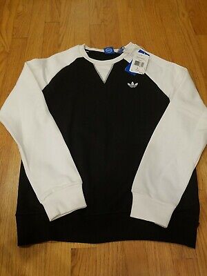 NWT!! adidas trefoil Girls J Crew Fleece Size Large Sweatshirt Black/White
