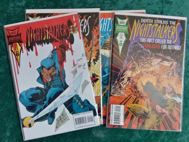 Marvel Comics Nightstalkers # 15, 16, 17, 18 (Final Issue). Blade Low Print Run